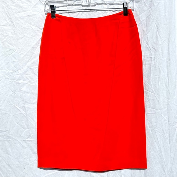Tangerine Orange Silk Midi Knee Length Pencil Skirt NWOT - Picture 1 of 5